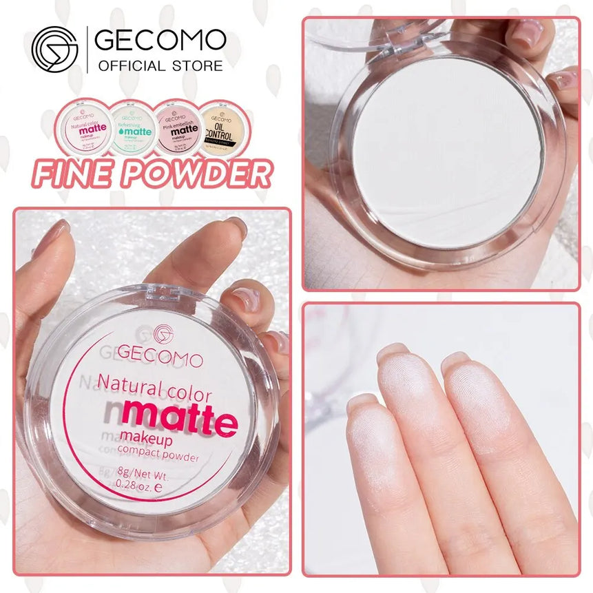 GECOMO Mattifying Compact Powder 12H Long Last Oil Control Silky Matt Makeup Setting Powder Translucent For All Skin Tones