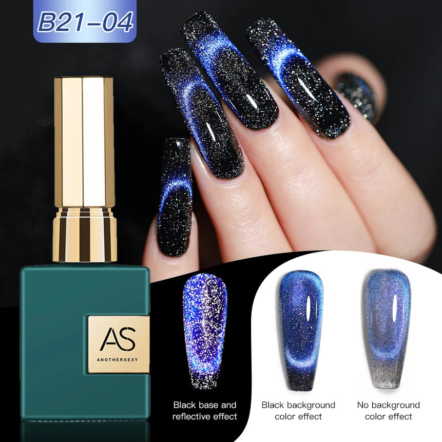 AS 15ml Cat Eye Nail Gel Polish 9D Shiny Magnetic Gel Polish Galaxy Effect Nail Gel Soak Off Manicure Varnish Need Black Gel