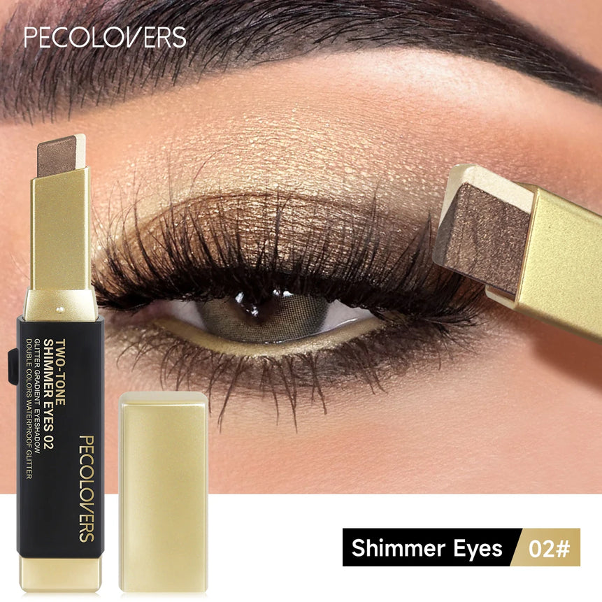 Double Color Eyeshadow Stick Glitter Highlight Shadow Stick Eye Makeup Waterproof Lasting Shimmer Metallic Eyeshadow Makeup