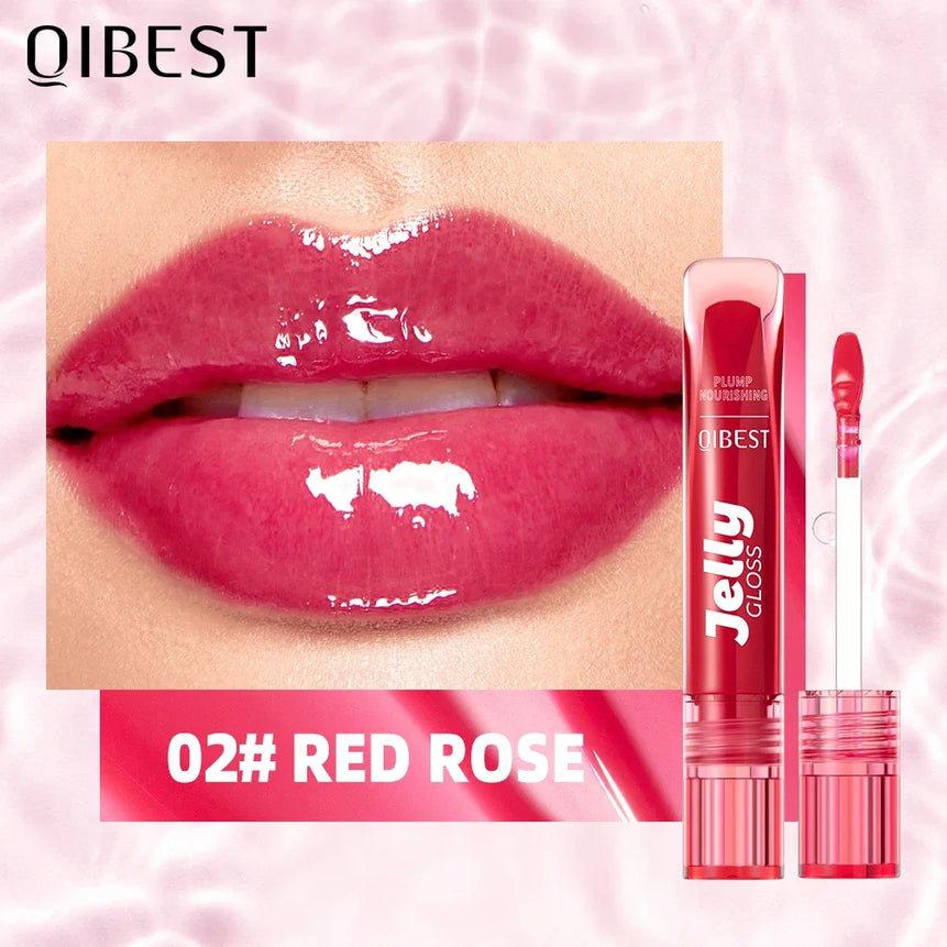 QIBEST Mirror Pearl Lip Gloss Long Lasting Moisturizing Lipstick Shine Glitter Lip Glaze Women Non Stick Cup Lip Tint Cosmetics