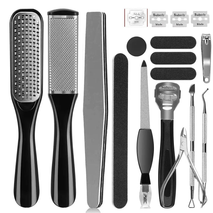 Pedicure Kit 8/10/23 in 1 Stainless Steel Professional Pedicure Tools Set Foot Rasp Peel Callus Dead Skin Remover