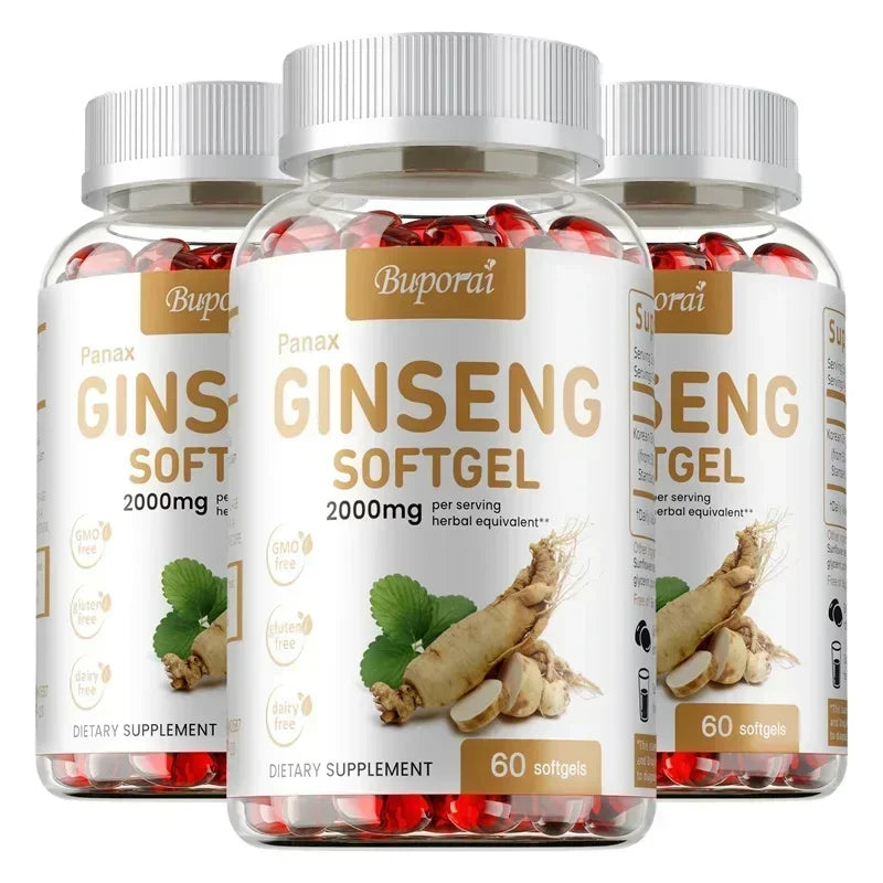 Red Panax Ginseng Capsules - for Immunity, Energy, Fatigue and Stress Relief, and Mental Focus