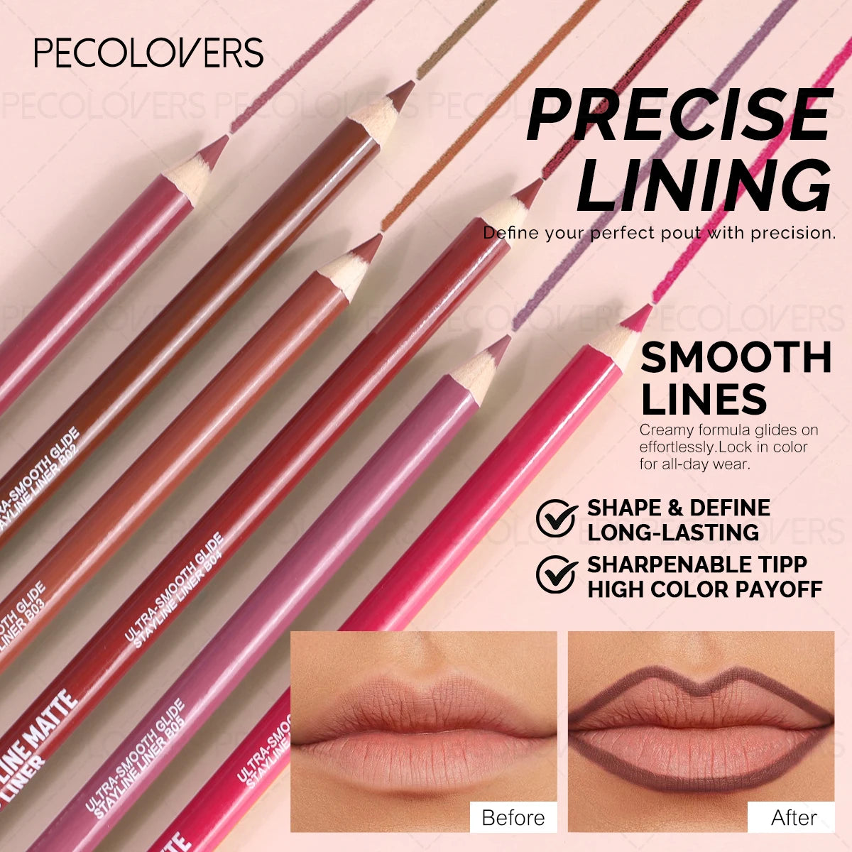 1PC Long-lasting Matte Lip Liner, Natural and Smooth Contour, Nude Makeup, Can Be Superimposed, Suitable for Christmas Makeup