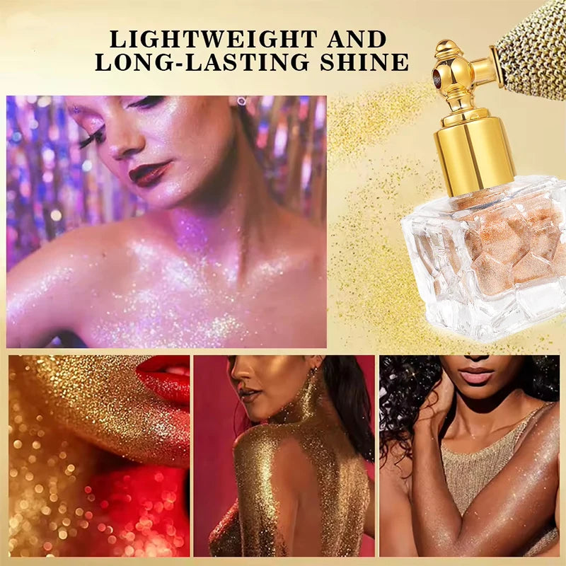 Diamond Shimmering Multi-Color Brightening Glitter Spray High Gloss Face Body Powder High Glitter Spray Powder Makeup Cosmetics