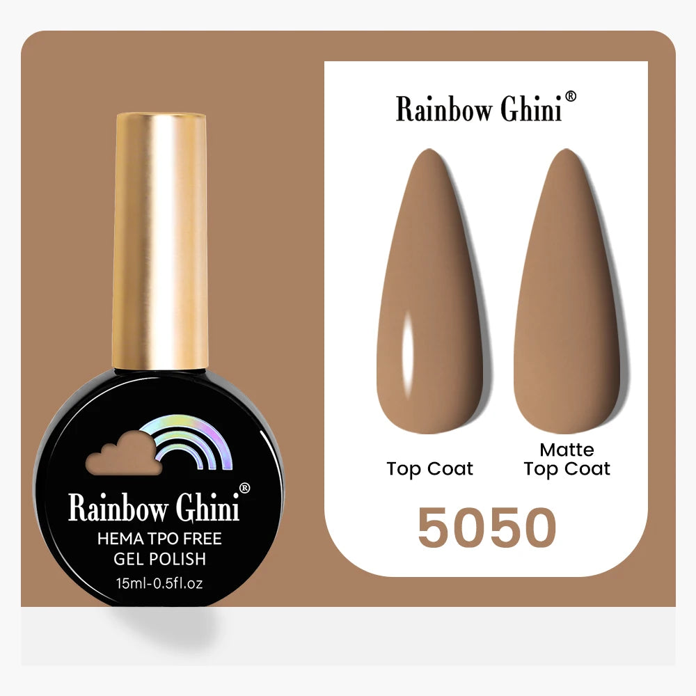 Rainbow Ghini 15ML 146 Colors Long-Lasting Colorful Gel Nail Polish Professional UV/LED Gel Polish Base Coat Matte Top Coat