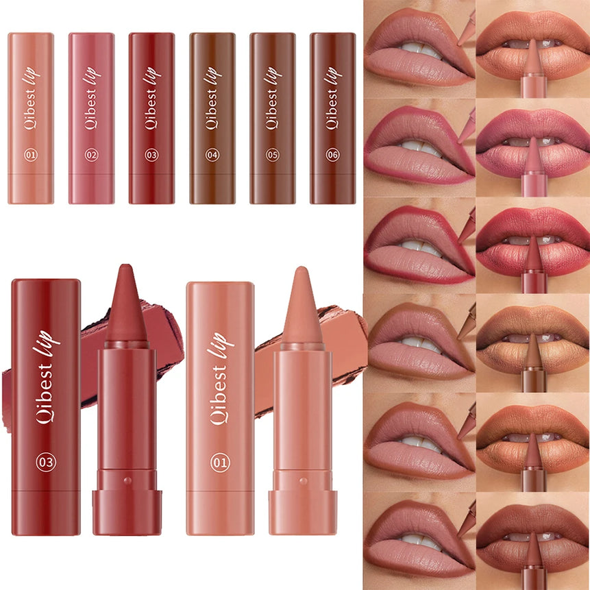 Twist Up Lip Liner Lipstick Pen Multipurpose Powder Blusher Velvet Matte Waterproof Lip Contour Non Stick Cup Lip Rouge Makeup