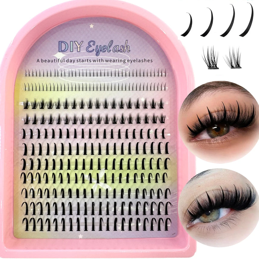 11Rows Spikes Lash Clusters with Bottom Lashes Individual Lash Extensions Manga Premade Fan Eyelashes Extensions Wispy Eyelashes