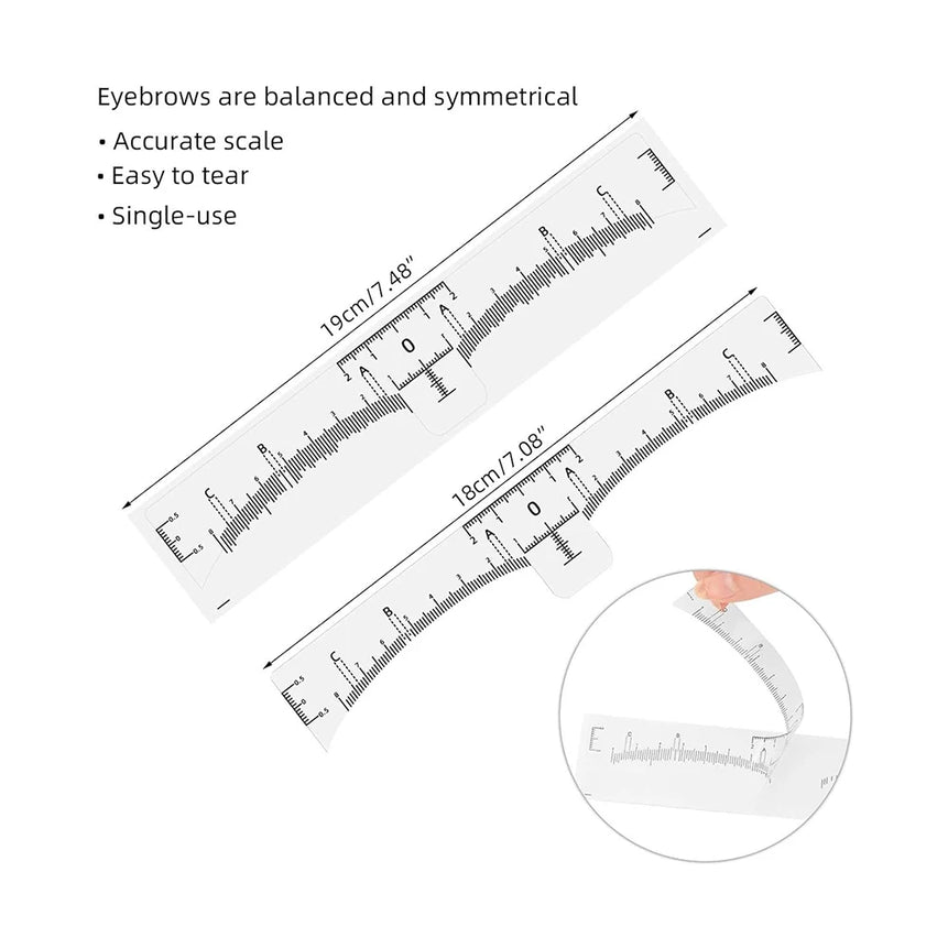 20/50/100 Pcs Eyebrow Ruler Stencils - Disposable Brow Ruler Sticker, Brow Measuring Shaper Tool, Eyebrow Mapping Makeup Tool