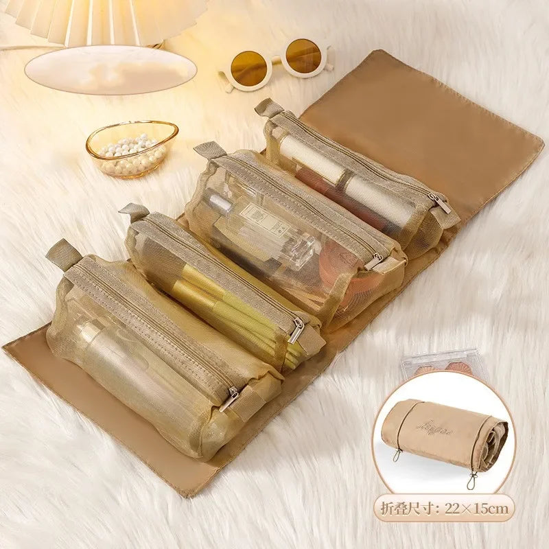 Portable Large Capacity 4 in 1 Makeup Bags Portable Folding Travel Cosmetics Storage Toiletry Bag Detachable Cosmetic Bag