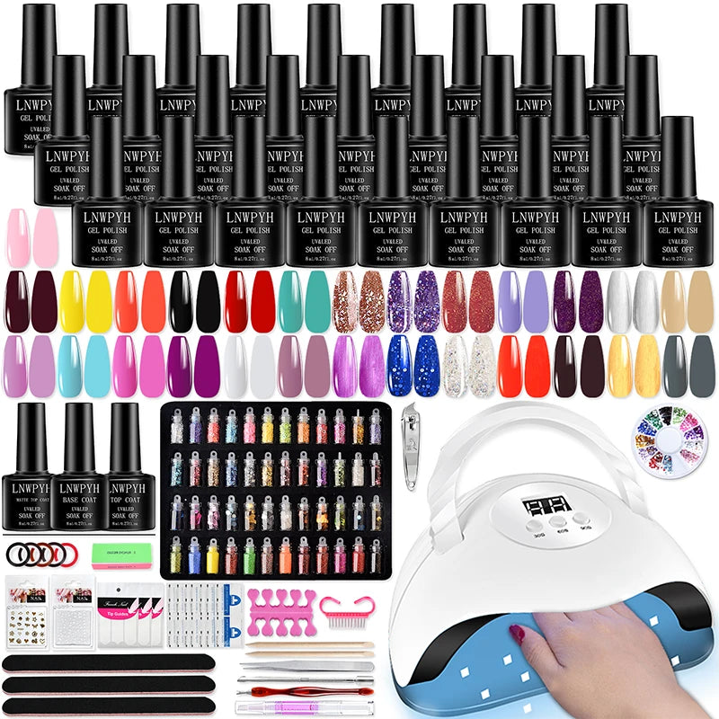 Gel Nail Polish Kit With LED Nail stove Nail Art Decorations Set Soak Off Gel Varnish Base Coat And Top Coat Manicure Tools Kit
