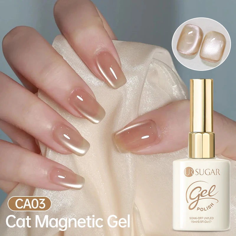 UR SUGAR 15ml Jelly Pink Cat Magnetic Gel Nail Polish Glitter ICE Soak Off Ceramic UV Gel Semi-permanent Nail Supplies Manicure