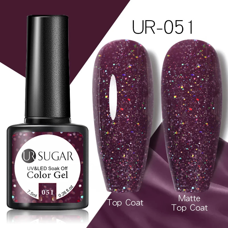 UR SUGAR 7.5ml Rose Glitter Solid Color Gel Nail Polish Jelly Nude Pink Semi Permanent DIY Nail Art UV LED Soak Off Gel