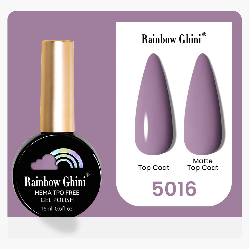 Rainbow Ghini 15ML 146 Colors Long-Lasting Colorful Gel Nail Polish Professional UV/LED Gel Polish Base Coat Matte Top Coat