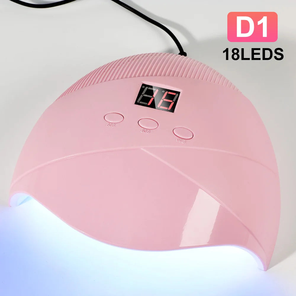 LED/UV Nail Dryer Lamp With 18LEDS Quick Drying Portable Nails Light Have 3 Timer Modes LCD Display for Manicure Salon/Home Tool