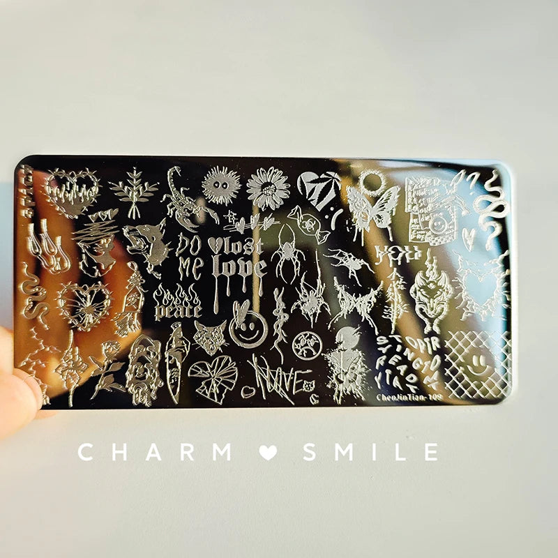 Cartoon Characters Stamping Plates  French Line Geometry  Flowers Leaves Animals Image Stainless Steel Nail Art Template Stencil