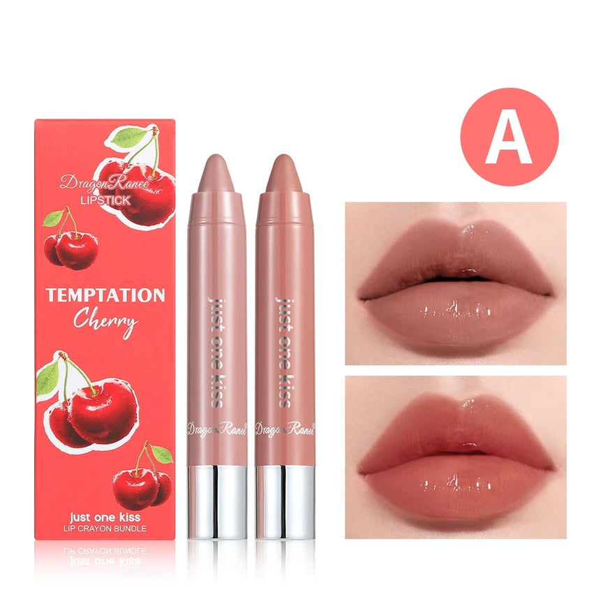 Two Lipstick Set, Water-Glossy Mirror, Light-Lasting, Moisturizing, Non-Removing Makeup, Long-Lasting Makeup Effect Lipstick Set