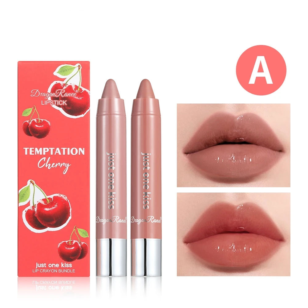 Two Lipstick Set, Water-Glossy Mirror, Light-Lasting, Moisturizing, Non-Removing Makeup, Long-Lasting Makeup Effect Lipstick Set