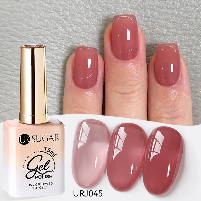 UR SUGAR 15ml Crystal Milky Jelly White Nude Gel Nail Polish Transparent Semi-permanent UV Gel Nail Art Soak Off Gel Varnish