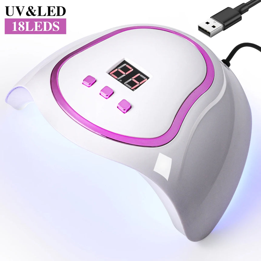 18 LEDS Nail Dryer Lamp UV/LED Quick Drying Gel Polish Curing Phototherapy Light With LCD Display Manicure Tools for Acrylic Gel