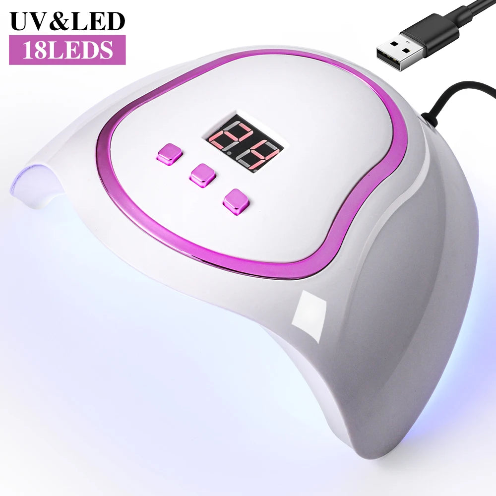 18 LEDS Nail Dryer Lamp UV/LED Quick Drying Gel Polish Curing Phototherapy Light With LCD Display Manicure Tools for Acrylic Gel