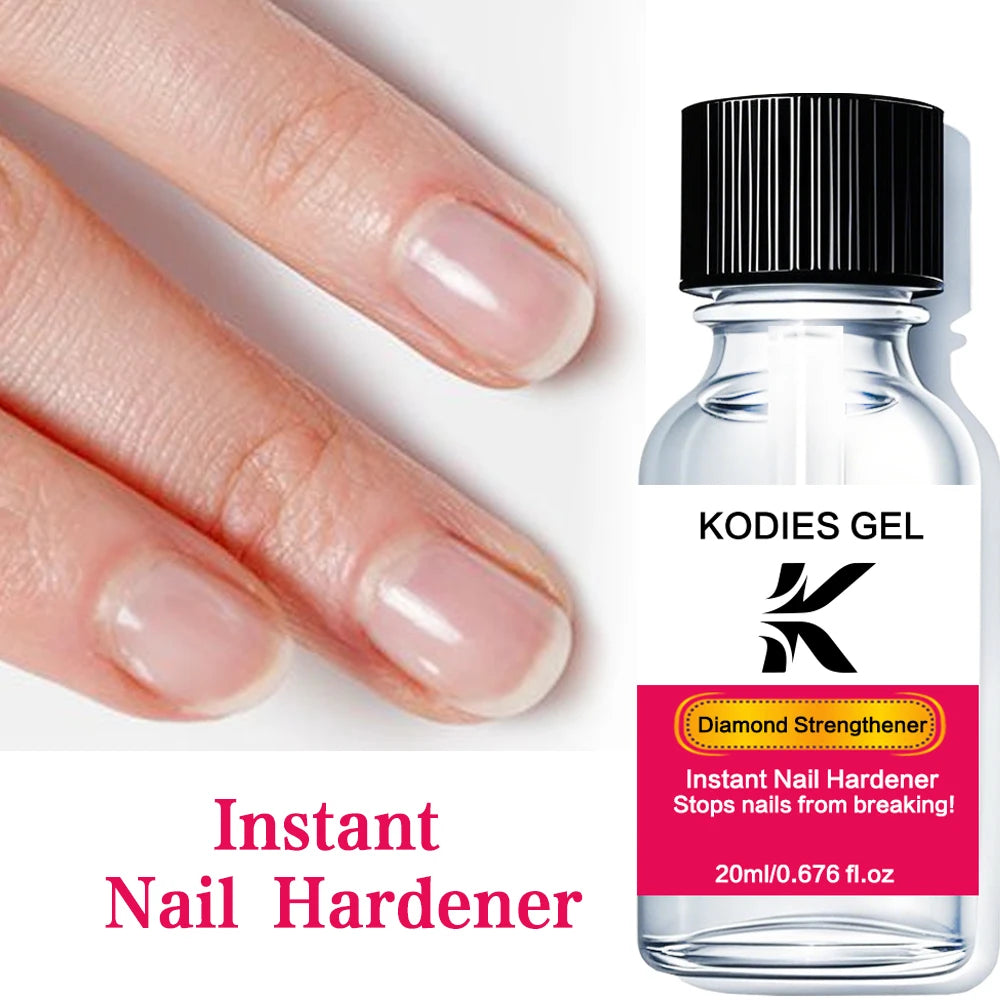 KODIES GEL Instant Nail Hardener Nail Growth Repair Treatment Polish Grow Strong Hard Thicker Nails Manicure Top Coat Bright Oil