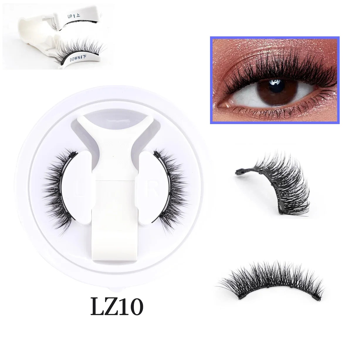 2/1 pair Reusable Magnetic Eyelashes Natural Curler Eyelash Extension Tweezers Set Easy to use Glue Free False 3D Mink Eyelashes