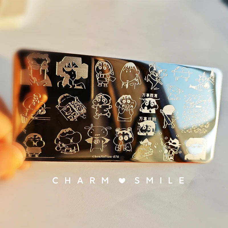 Cartoon Characters Stamping Plates  French Line Geometry  Flowers Leaves Animals Image Stainless Steel Nail Art Template Stencil