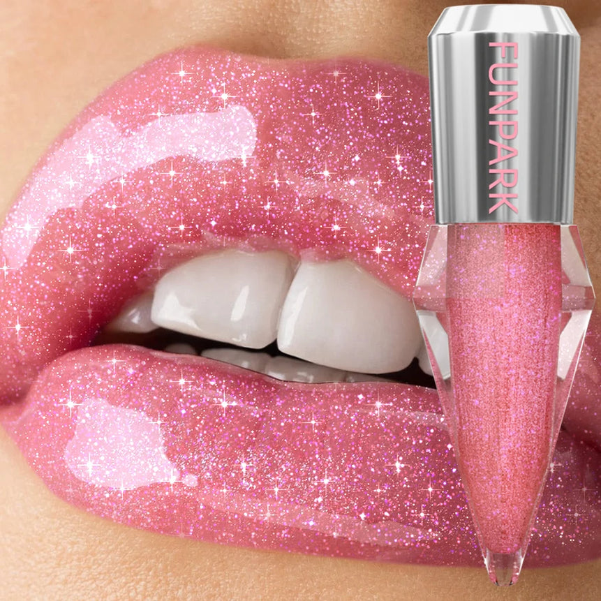 8 Color Glitter Shimmer Lip Gloss Moisturizing Lip Tinted Fuller Lip Effect Diamond Liquid Lipstick Makeup Sexy Lip Care Gifts