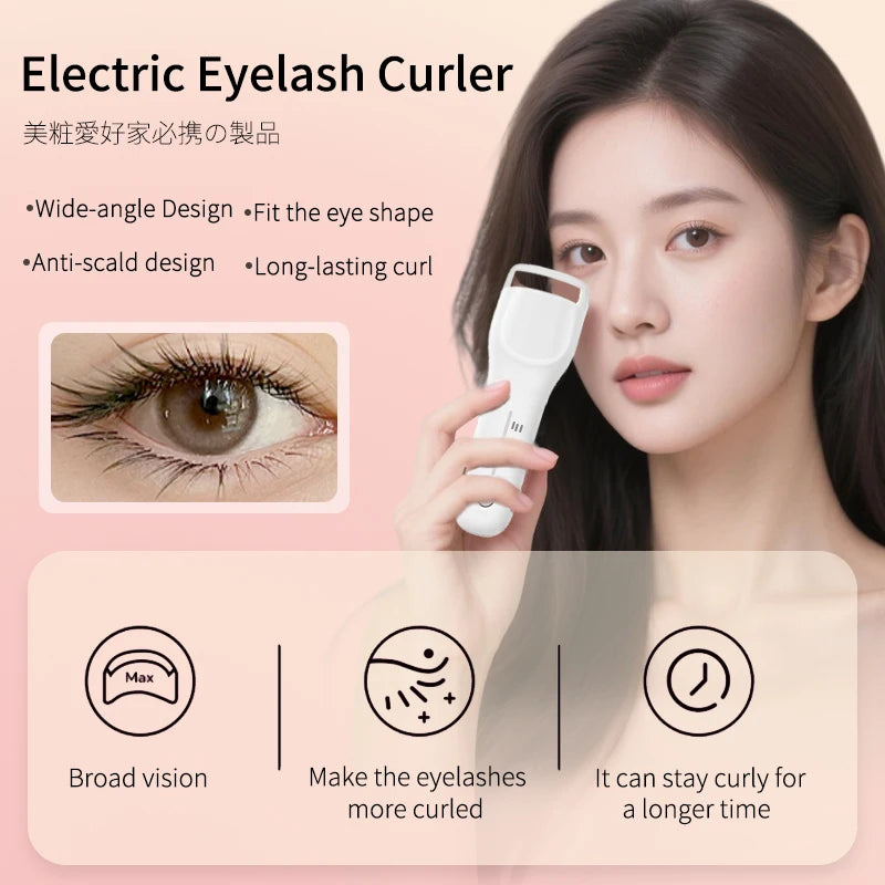 Wide Angle Electric Eyelash Curler, 3-Temperature Settings,  Memory Function for Preferred Settings, Essential Eye Makeup Tool