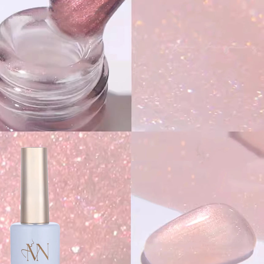 MIANEL1-12pcs 12ML Pink Blue White Green Series With Explosive Glitter Gel Nail Polish, Popular Yun Brocade Diamond Gel Polish