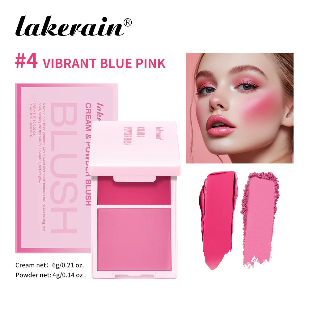 Cream&Powder Blush Palette Natural Long-lasting High Pigment  Blush Makeup Contour Powder Beauty Peach Pink Korean Makeup Blush
