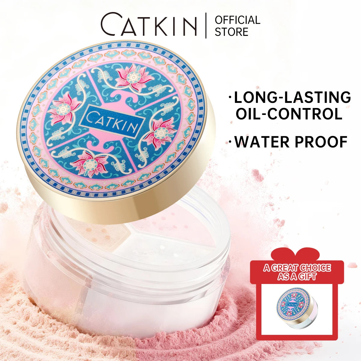 CATKIN Makeup Loose Setting Powder, Oil Control Poreless Face Powder Suitable for All Skin Tones and maintain matte and natural