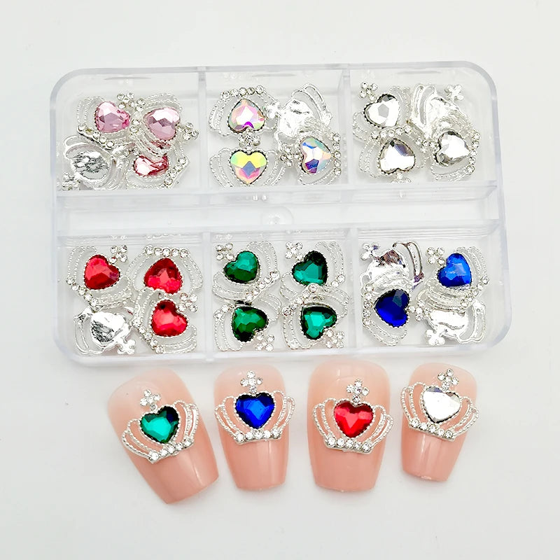 30Pcs Pink Nail Charms Alloy Rhinestones 3D Star Butterfly Heart Cross Gem Nails Crystal Diamond Nail Art Decoration Accessories