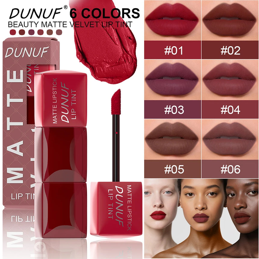 DUNUF 1pcs Liquid Matte Lipstick Velvet Matte Women'S Makeup Long-lasting Waterproof Non-stick Cup Non-fade Lip Gloss