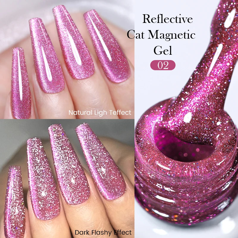 BORN PRETTY 10ml Black Glass Cat Magnetic Gel Nail Polish Silver Gold Glitter Semi Permanent Soak Off UV LED Gel Varnish