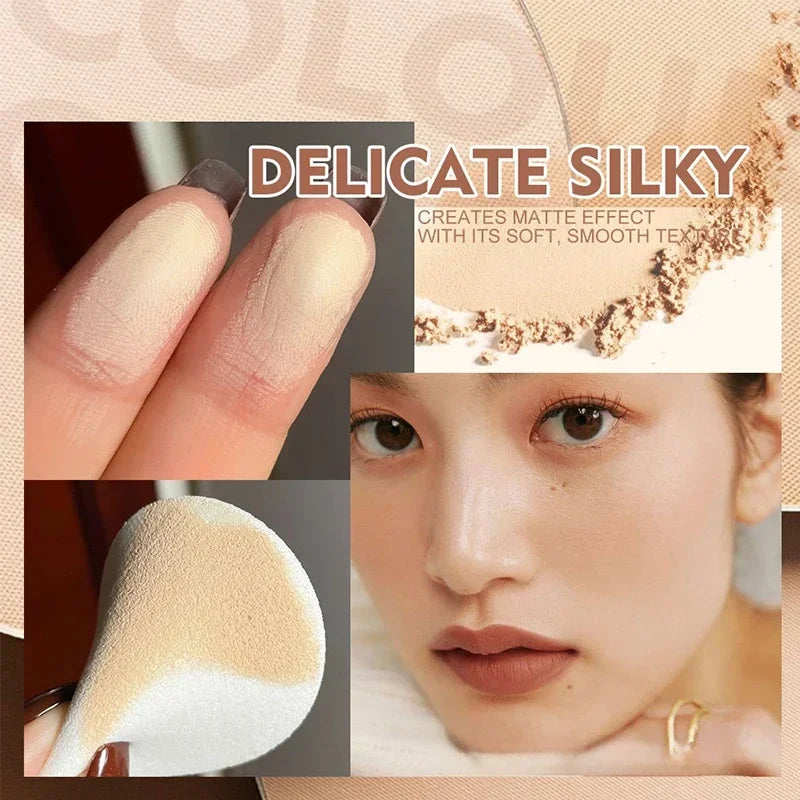 Face Pressed Powder Oil Control Invisible Pores Waterproof Matte Long Lasting NaturalPowder Foundations Makeup