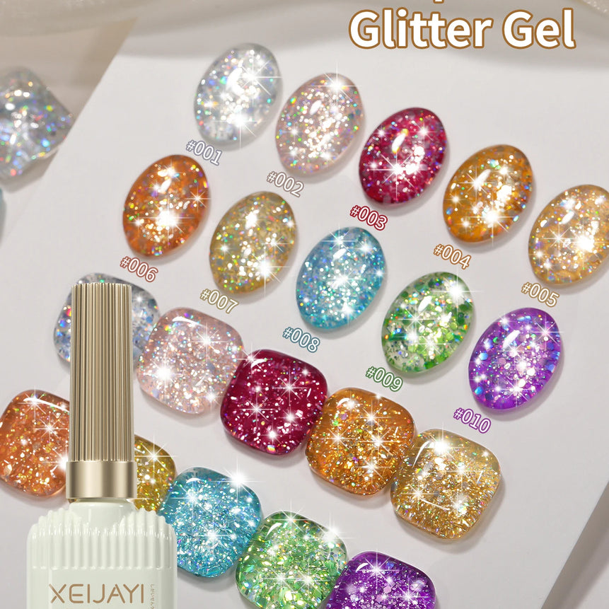1/ 10pcs 15ML Glitter Silver Color Nail Gel Polish Semi-permanent Varnish Soak Off Nail Art  UV LED Gel Manicure For Summer