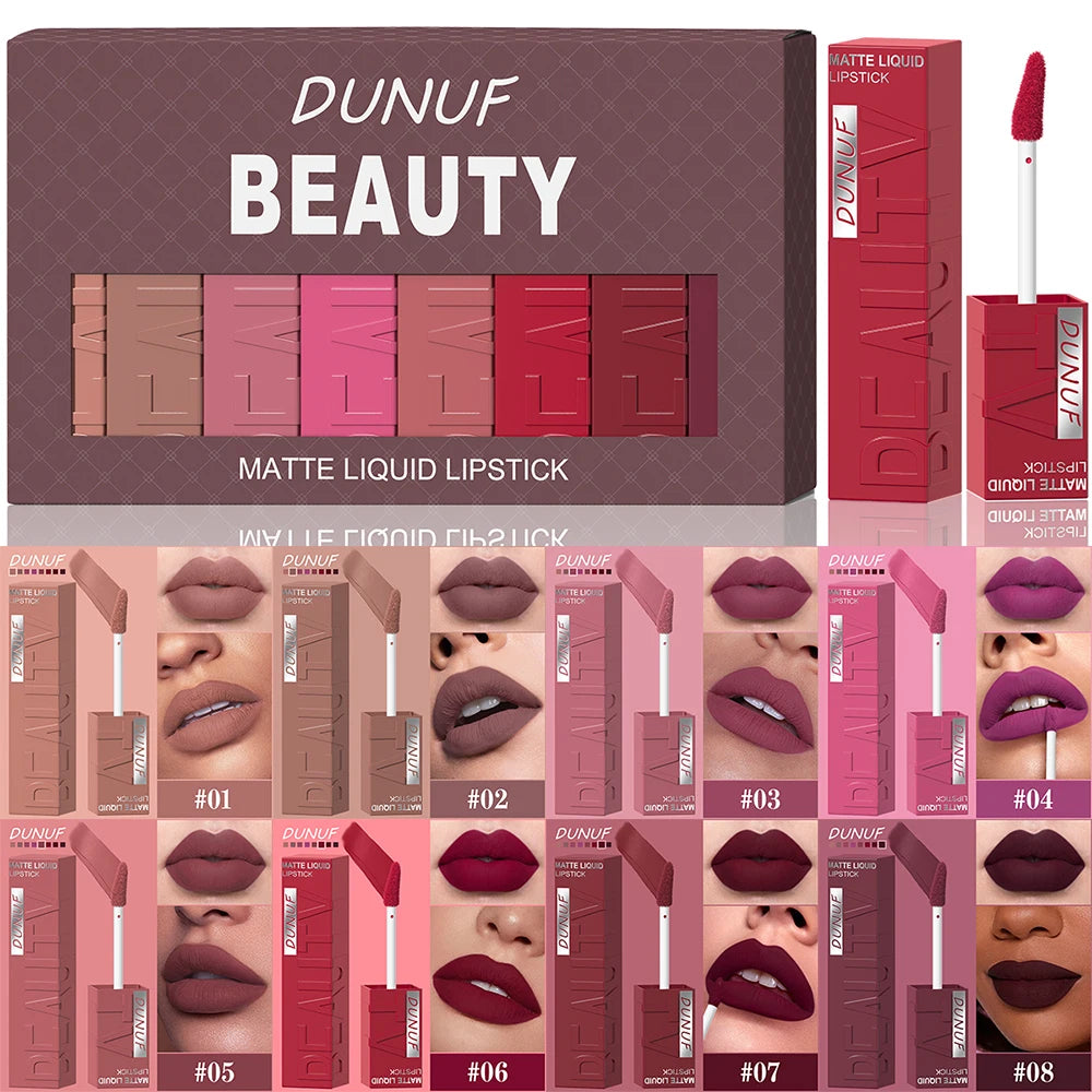 8pcs Liquid Matte Lipstick Velvet Matte Women'S Makeup ,Long-lasting Waterproof Non-stick Cup Non-fade Lip Gloss , Waterproof an