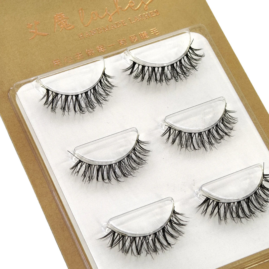 NEW 3Pairs 5d Mink Lashes 3D Mink Eyelashes Invisible Band Natural Black Mink False Eyelash Full Strip cilios posticos Reusable
