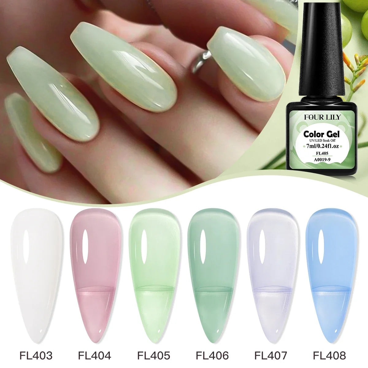 FOUR LILY 7ml Nude Pink Jelly Nail Gel Polish 12 Colors Semi Permanent Soak Off UV LED Gel Polish Nail Art Painting Gel Varnish