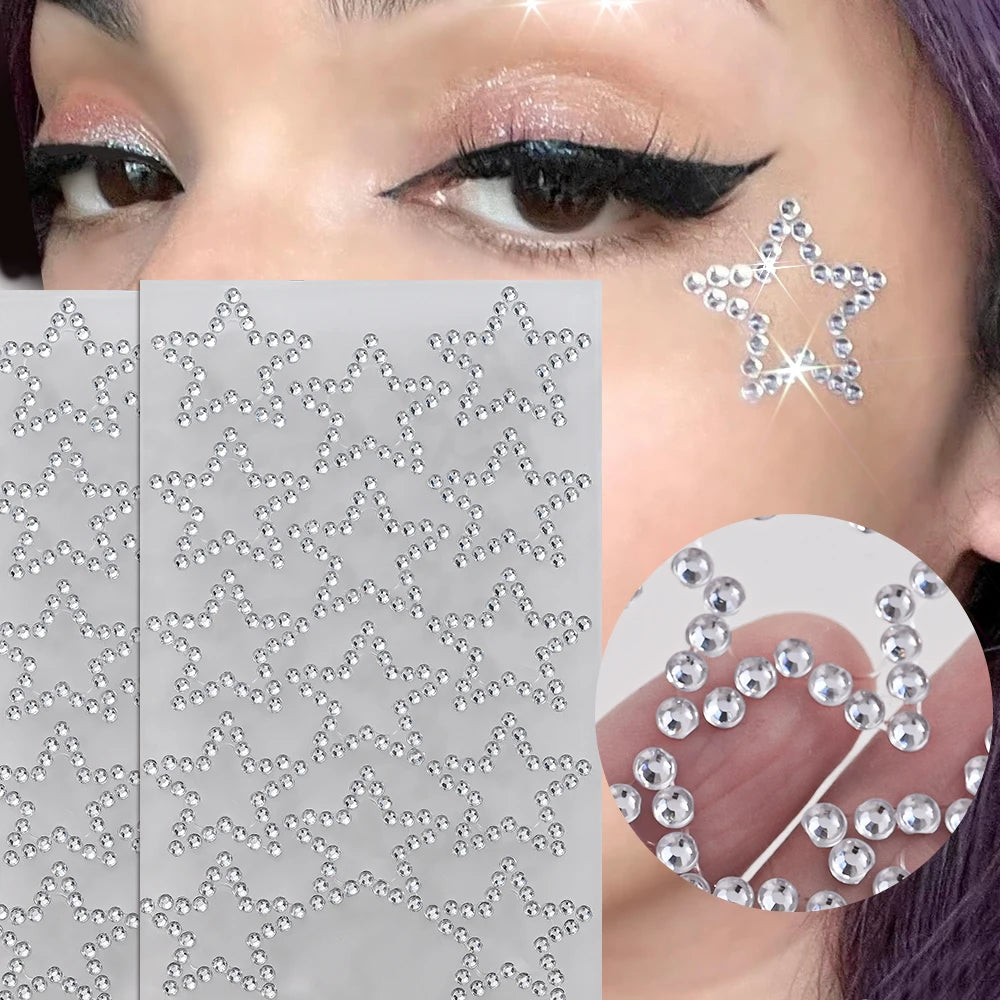 New 3/4/5mm 900pcs Pearl Face Gem Stickers Shining Glittle Self Adhesive Waterproof  Rhinestone Stickers Party Wedding Makeup