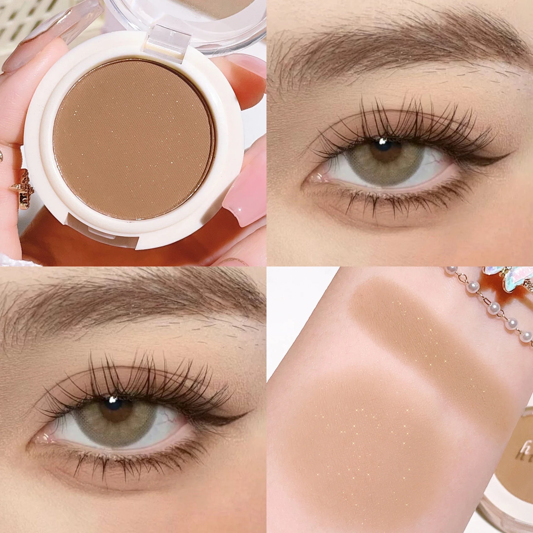 Single-Color Eyeshadow – Matte & Shimmer, High-Pigment, Brightening, Waterproof, Long-Lasting, Soft & Natural Glow Makeup