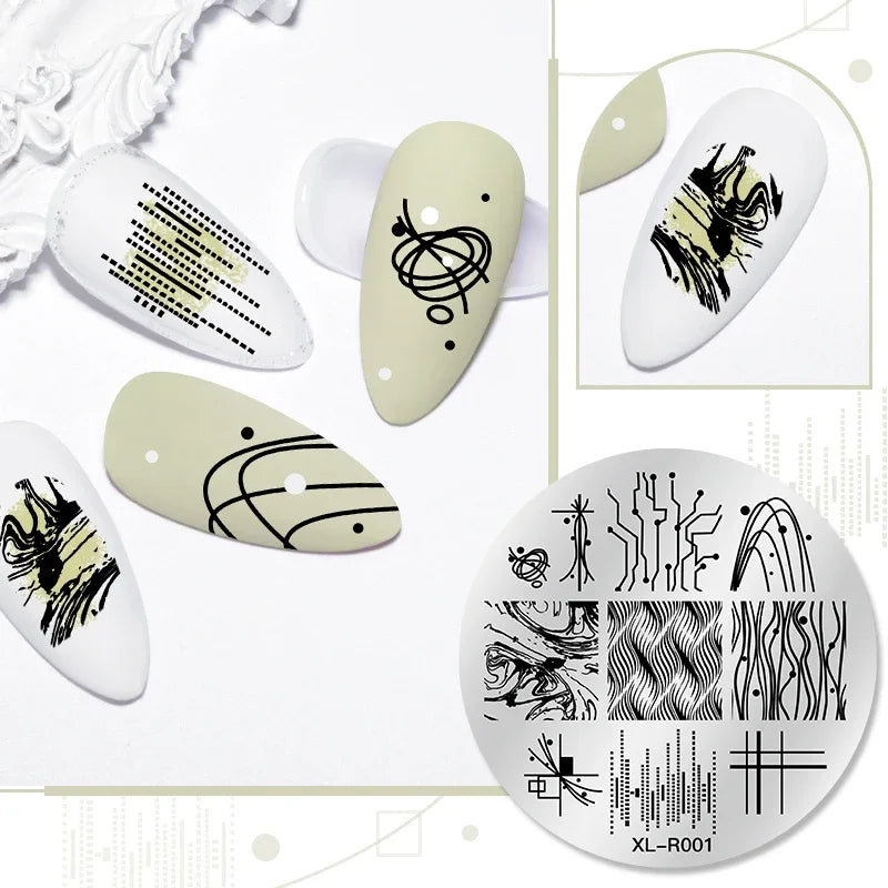 1PC Flower Leaves Line Geometric Stamping Plates Abstract Lady Face Nail Stamp Templates Printing Stencil Nail Art Decoration