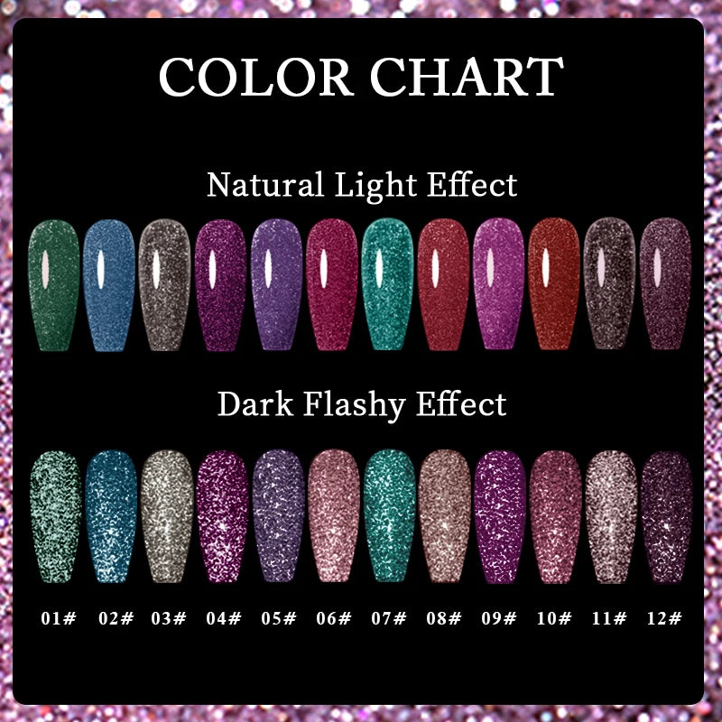 10ml Glitter Thermal Gel Nail Polish 3 Layers Temperature Changing Semi Permanant Soak Off UV LED Nail Art Gel Varnish DIY Gel