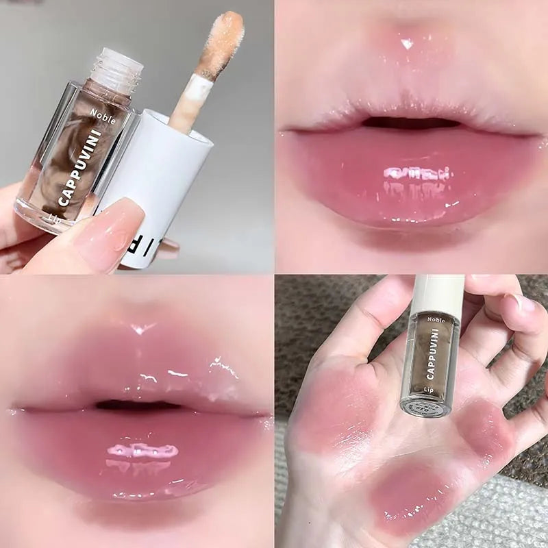 Cappuvini Sand Ice Double Color Lip Glaze Moisturizer Smooth Plumps Lips Easy to Apply Color-Enhancing Lip Gloss Lipstick