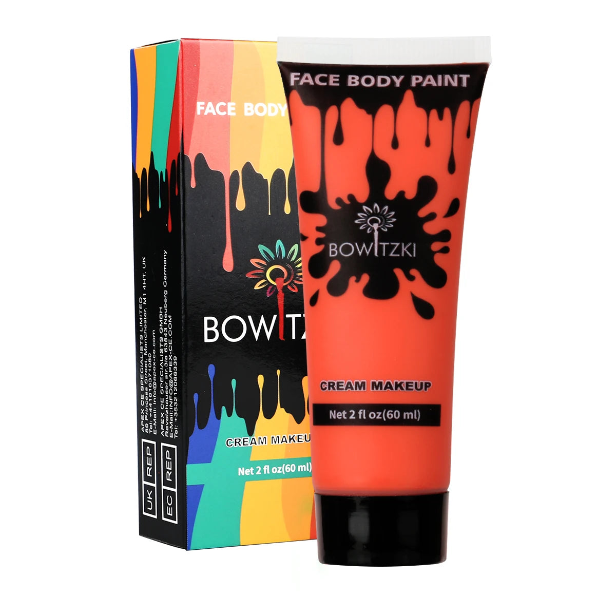 Bowitzki Face and Body Paint 2oz Cream Makeup 60ml Water Based Face Painting Special Effects For Adults Children Kids Halloween