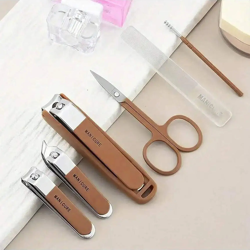 5pcs Stainless Steel Nail Cutter and Pedicure Scissors Set - Portable Manicure and Pedicure Tool Nail Clipper Set