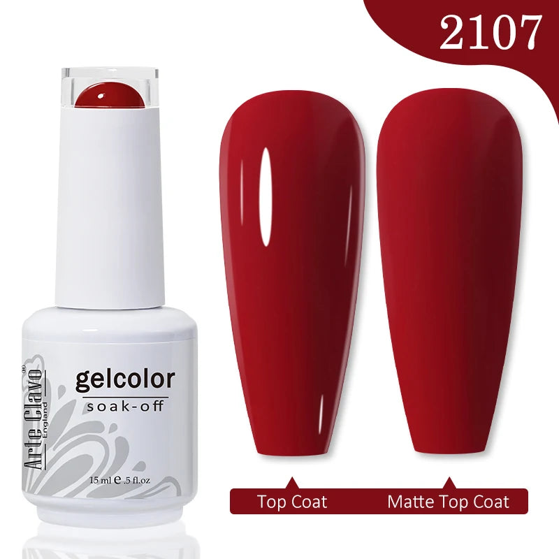 Arte Clavo 15ml Rose Red Pink Color Gel Nail Polish Autumn Winter Hot Sale Long Lasting Soak Off For Manicure Nail Art Gel