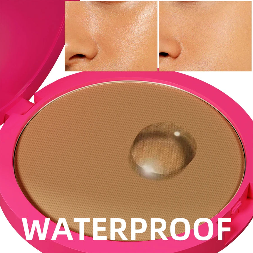 Natural Matte Pressed Powder Oil Control Brighten Whitening Face Base Foundation Compact  Makeup Cosmetics