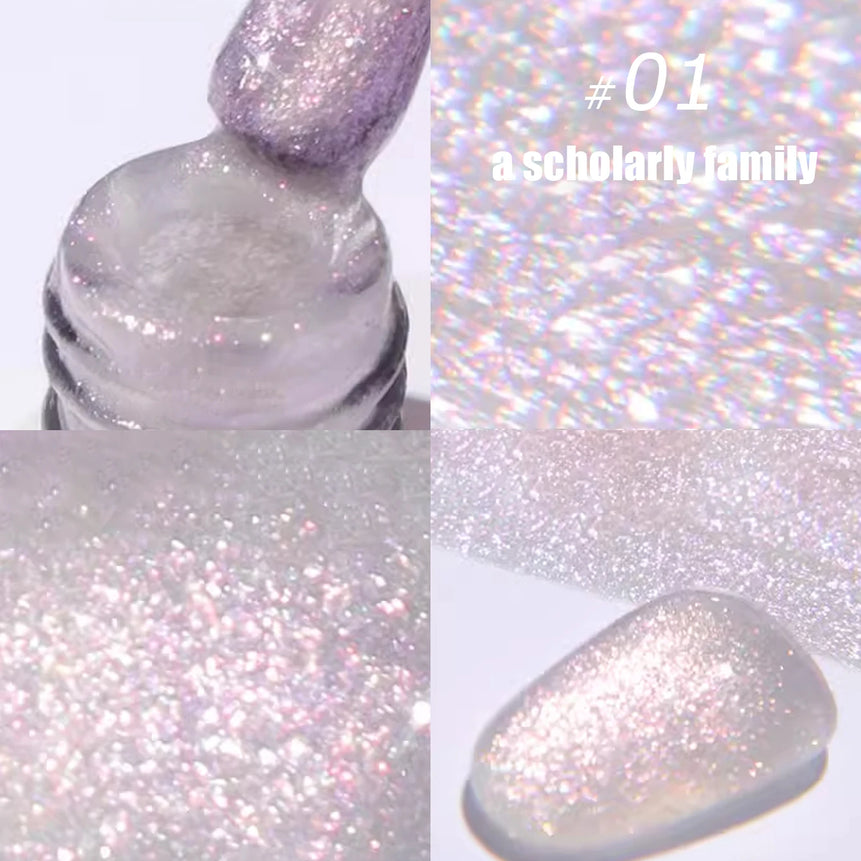 MIANEL1-12pcs 12ML Pink Blue White Green Series With Explosive Glitter Gel Nail Polish, Popular Yun Brocade Diamond Gel Polish